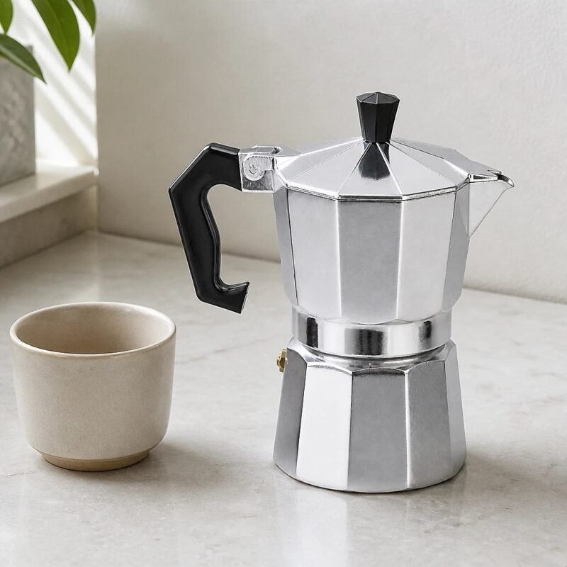 Aluminium Moka Pot, 150 ml, at rest