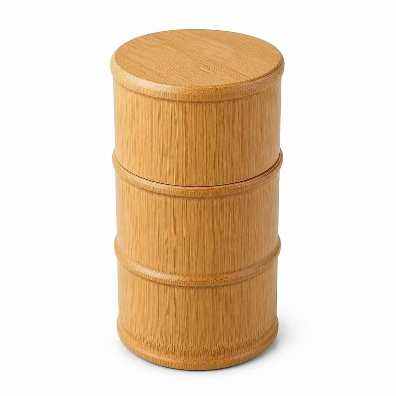 Bamboo Storage Canister, 18 cm, top three-quarter angle