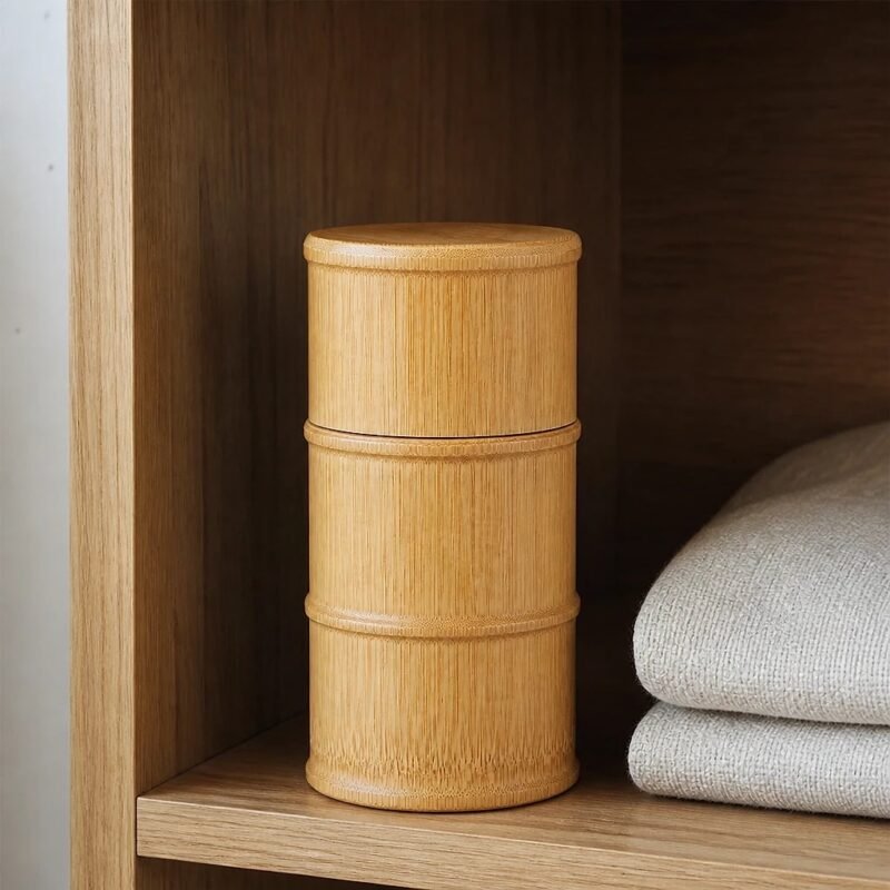 Bamboo Storage Canister, 18 cm, at rest
