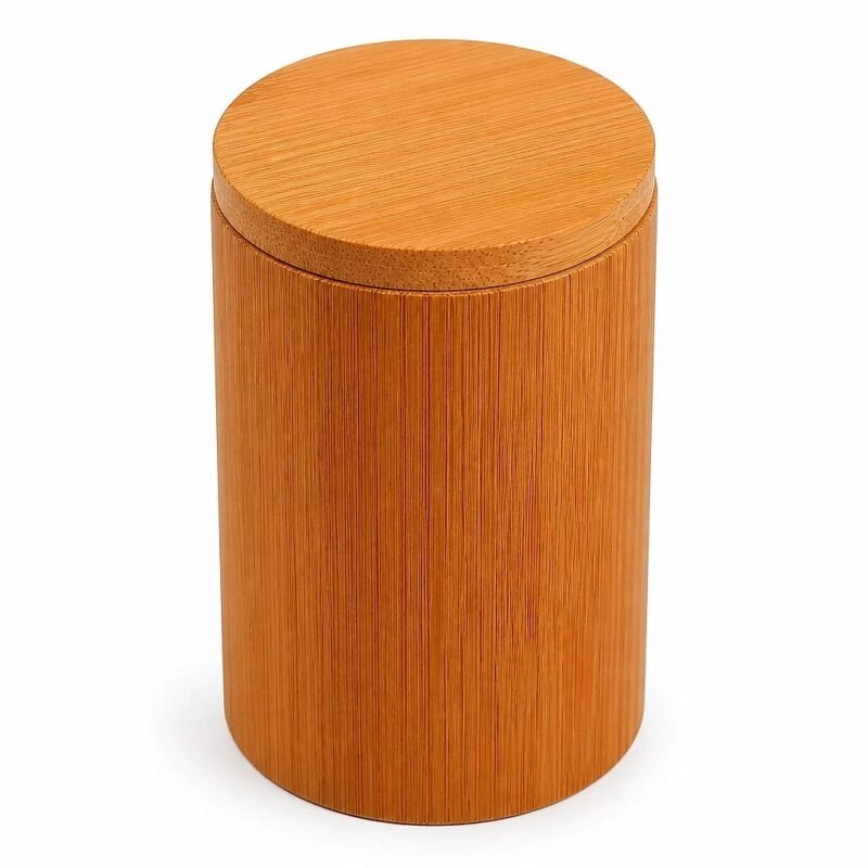 Bamboo Tea Caddy, top three-quarter angle