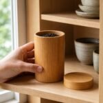 Bamboo Tea Caddy — in use Bamboo Tea Caddy, in use