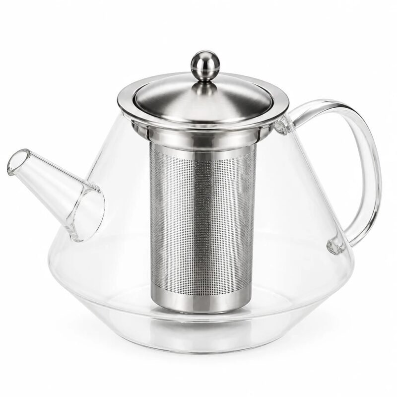 Borosilicate Glass Teapot, 750 ml, top three-quarter angle