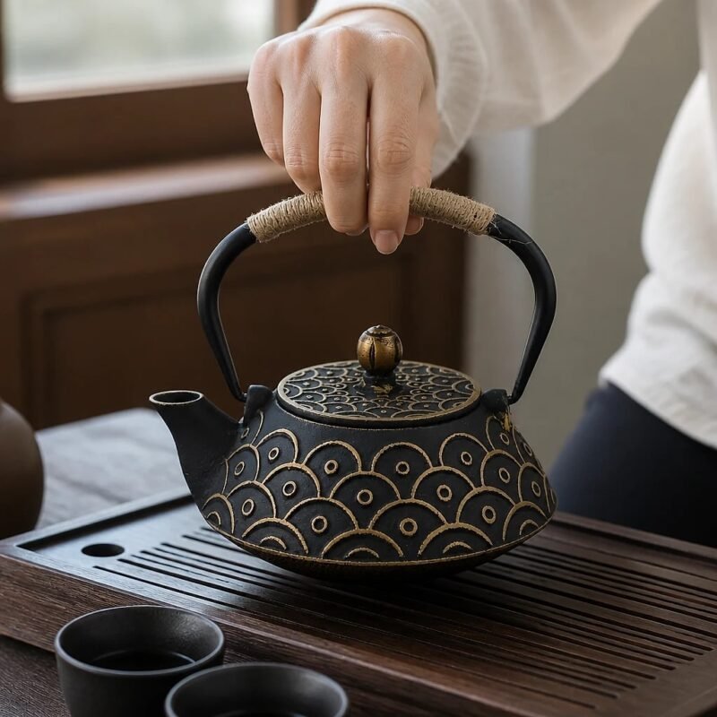 Cast Iron Teapot, 900 ml, in use