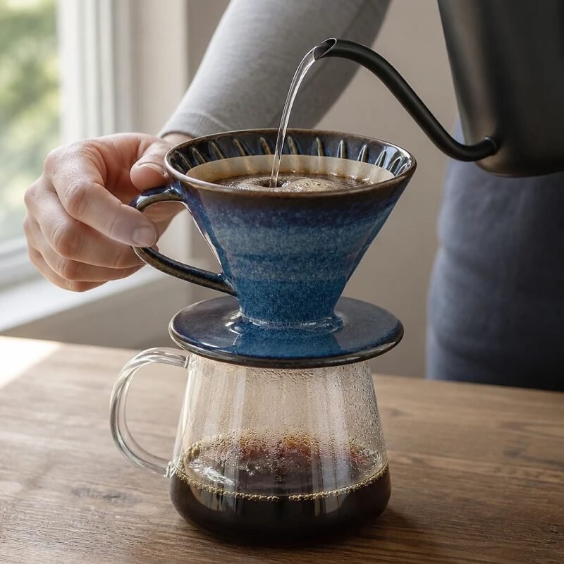 Ceramic Pour Over Dripper, in use