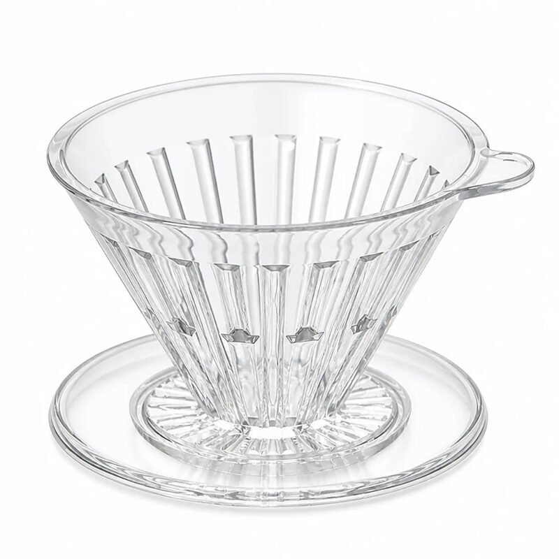 Clear Pour Over Dripper, 1 to 4 Cups, top three-quarter angle