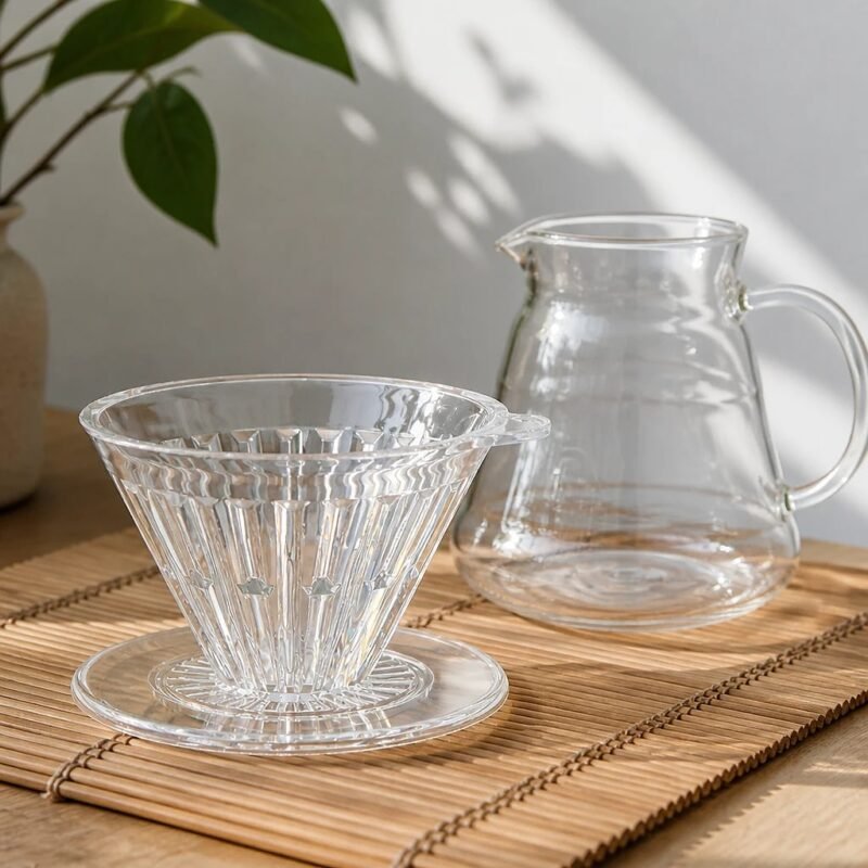 Clear Pour Over Dripper, 1 to 4 Cups, at rest