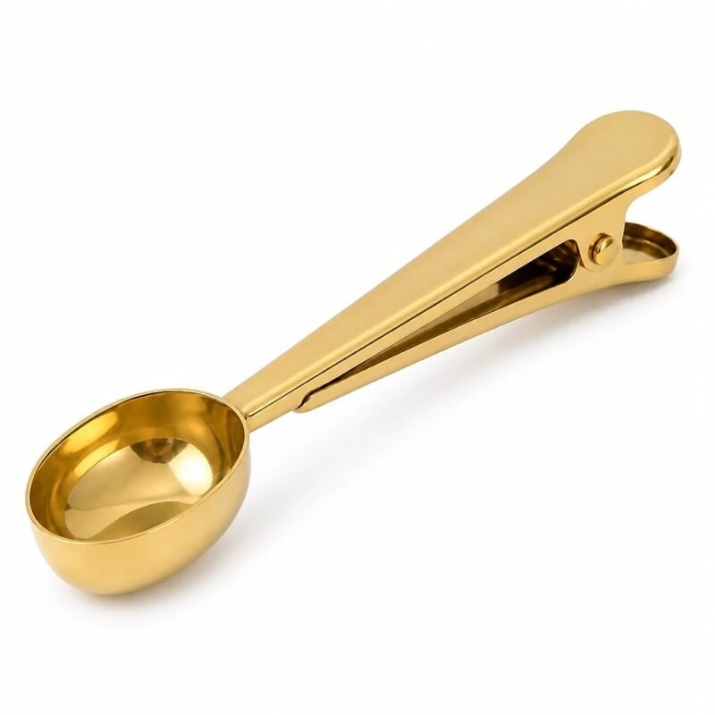 Coffee Scoop with Bag Clip, top three-quarter angle