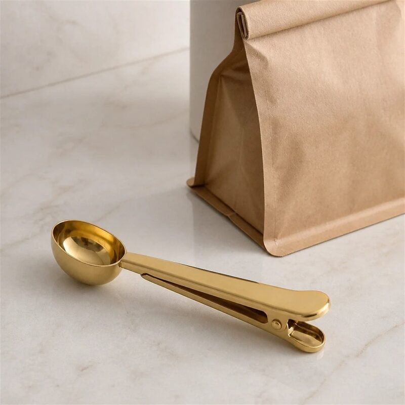 Coffee Scoop with Bag Clip, at rest