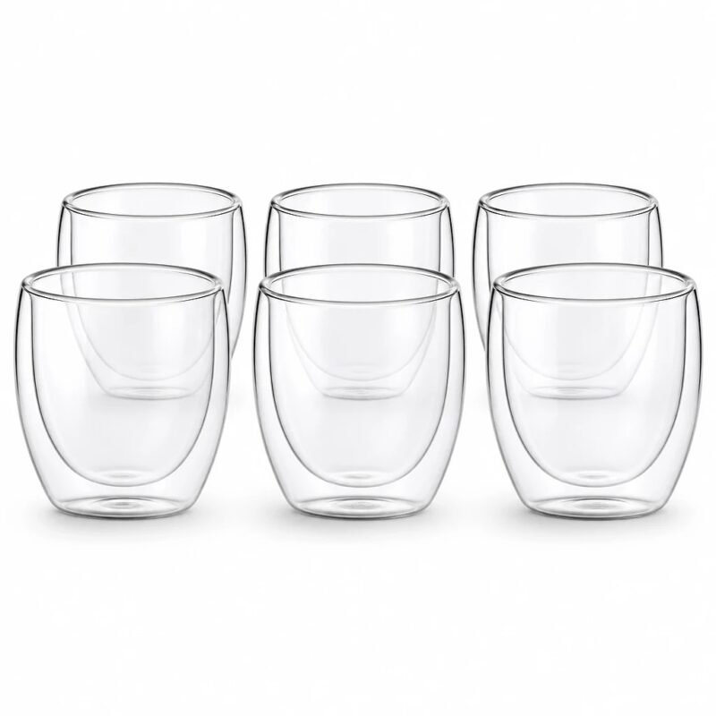 Double Wall Borosilicate Glass Cups, Set of Six, main packshot