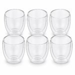 Double Wall Borosilicate Glass Cups, Set of Six, top three-quarter angle