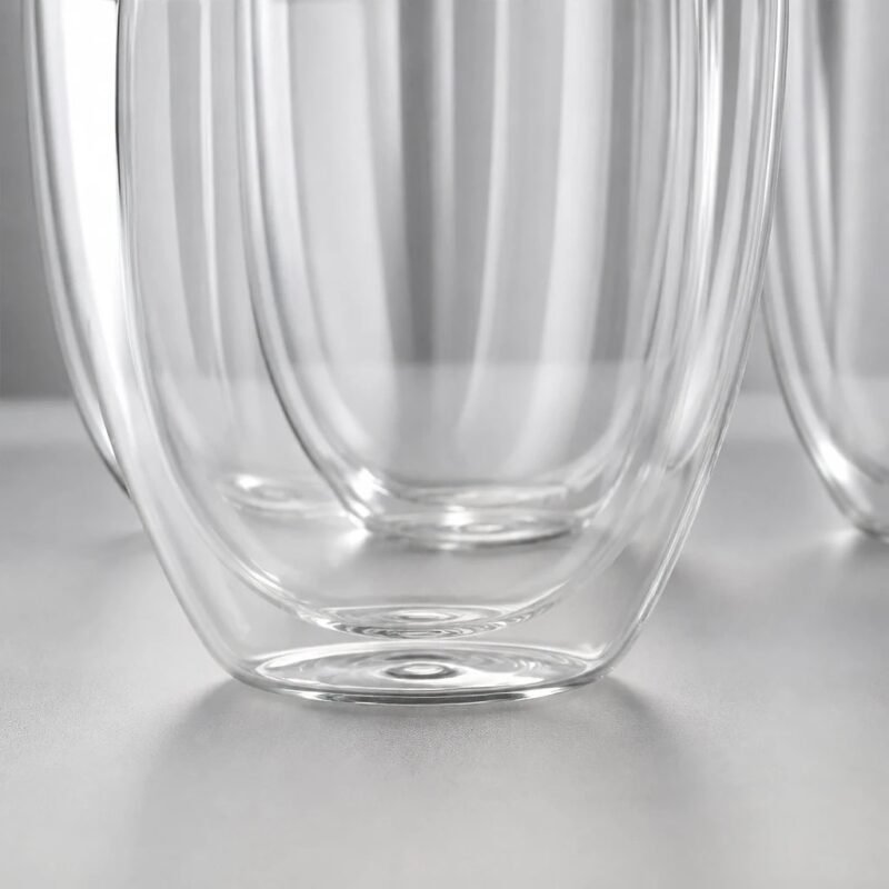 Double Wall Borosilicate Glass Cups, Set of Six, detail