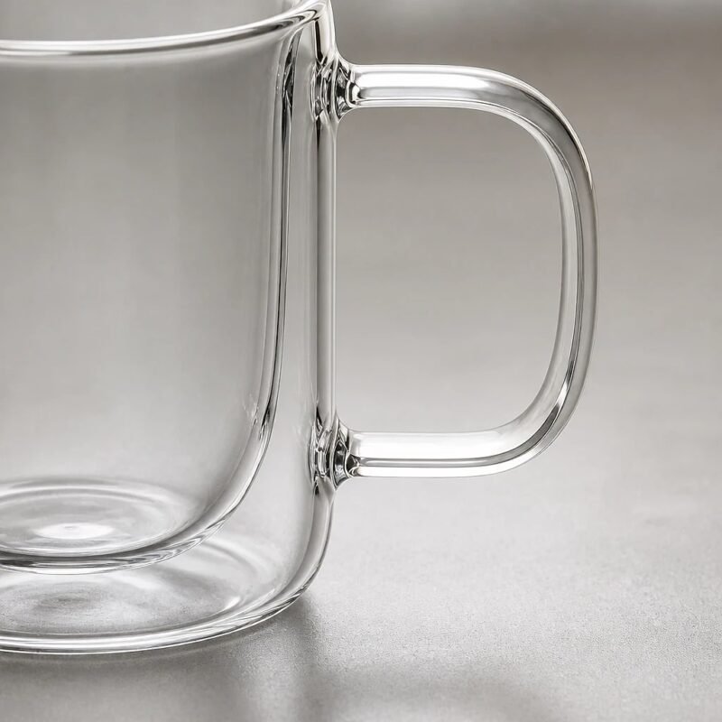 Double Wall Glass Mug with Handle, detail