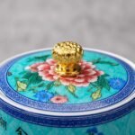 Enamel Ceramic Tea Caddy, 14 cm, detail