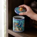 Enamel Ceramic Tea Caddy, 14 cm, in use