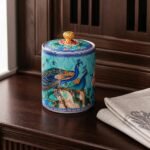 Enamel Ceramic Tea Caddy, 14 cm, at rest