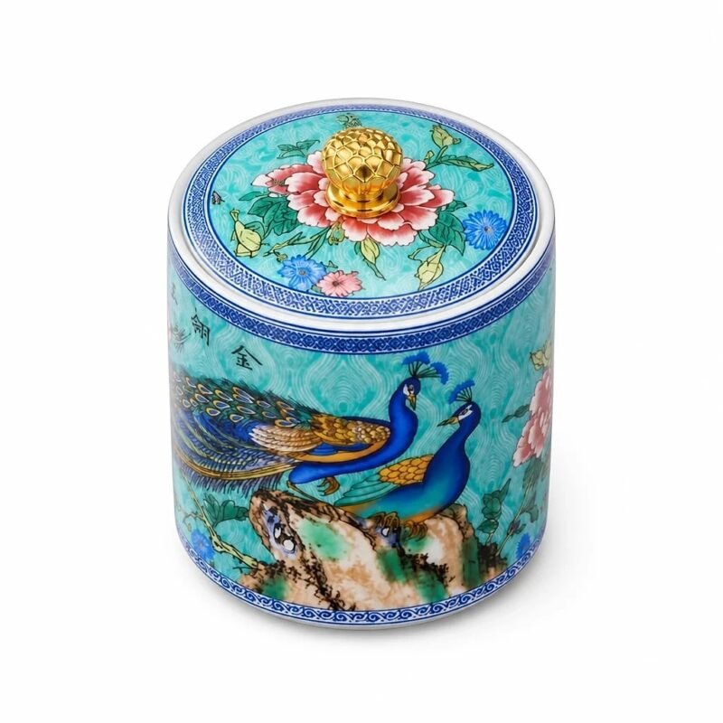Enamel Ceramic Tea Caddy, 14 cm, what is in the box