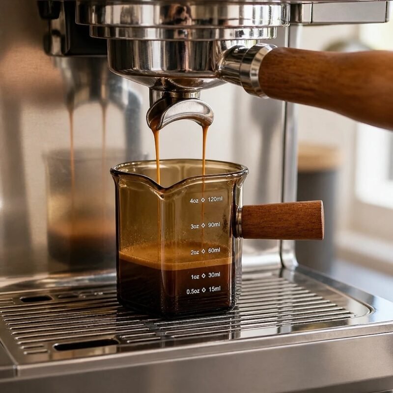 Espresso Measuring Glass, 120 ml, in use