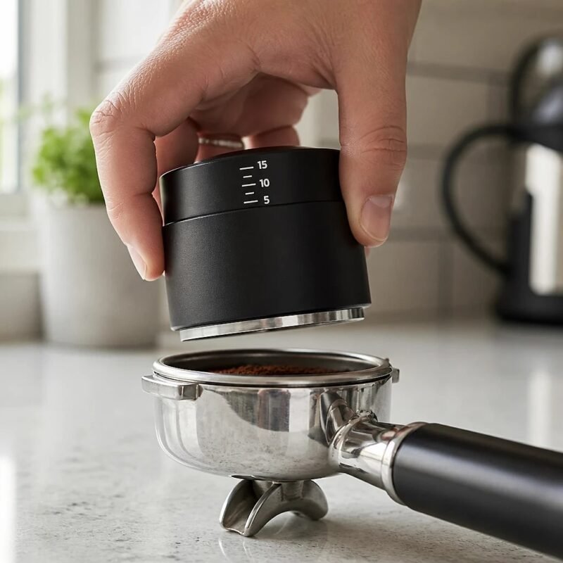 Espresso Tamper with WDT Needle Head, in use