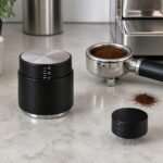 Espresso Tamper with WDT Needle Head — in a kitchen setting Espresso Tamper with WDT Needle Head, in a kitchen setting