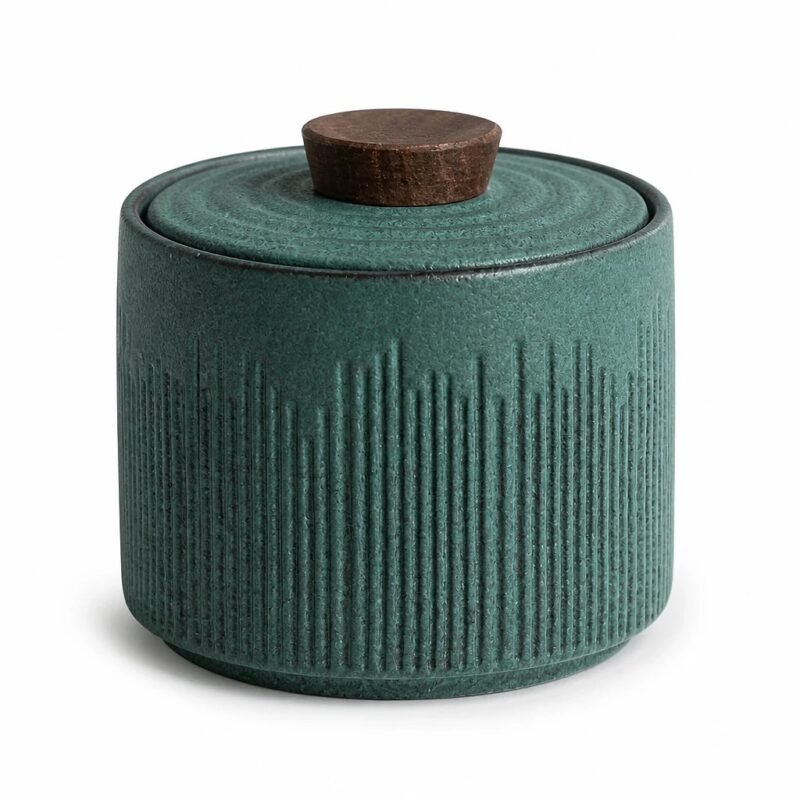 Fluted Ceramic Tea Caddy — main packshot Fluted Ceramic Tea Caddy, main packshot