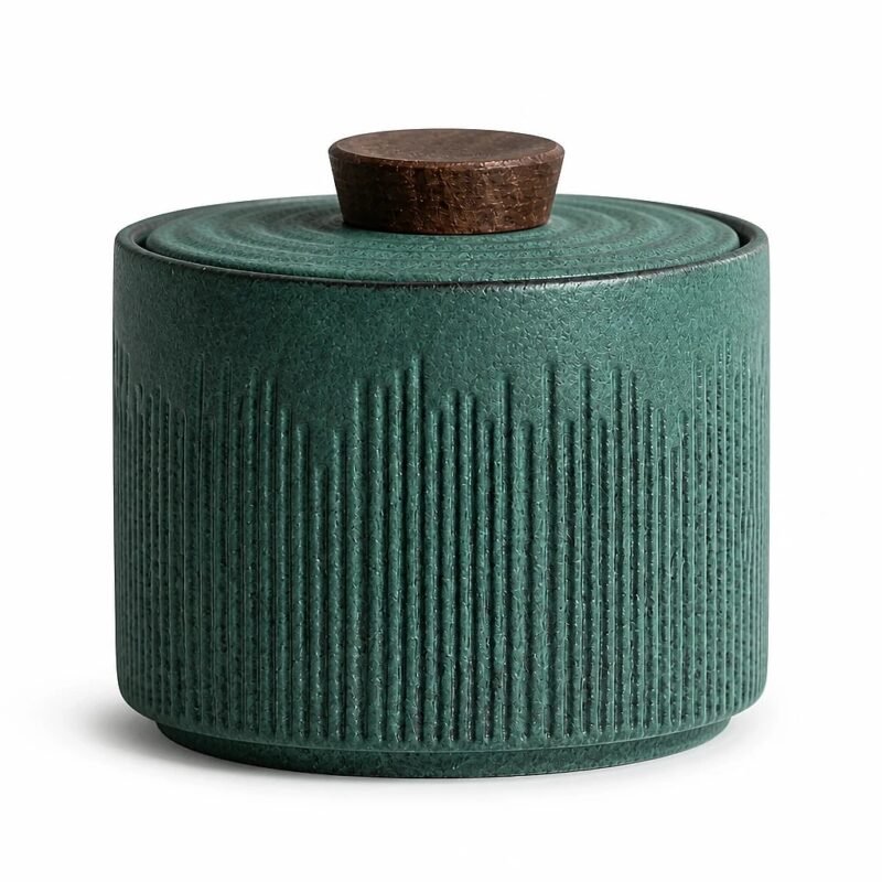 Fluted Ceramic Tea Caddy, side profile