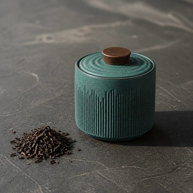 Fluted Ceramic Tea Caddy, at rest