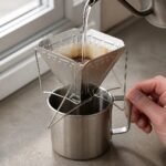Folding Pour Over Stand — in use Folding Pour Over Stand, in use