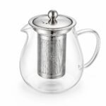 Glass Teapot with Stainless Infuser, 750 ml, top three-quarter angle
