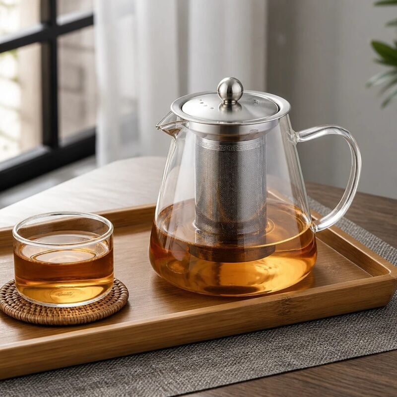 Glass Teapot with Stainless Infuser, 750 ml, at rest