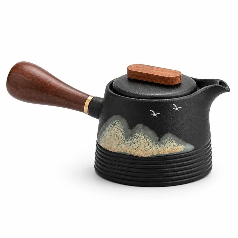 Hand Painted Side Handle Teapot, 290 ml, side profile