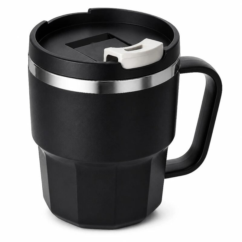Insulated Travel Mug, 400 ml, top three-quarter angle