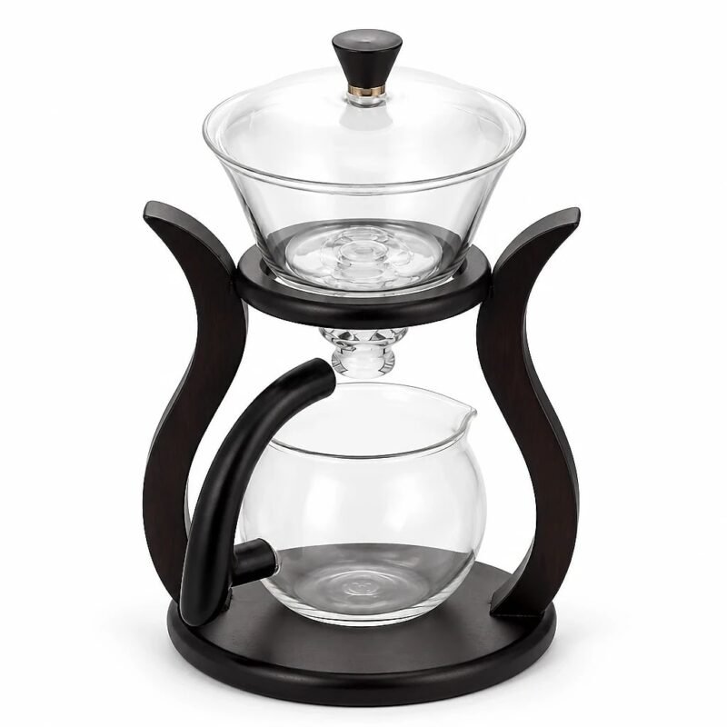Magnetic Gongfu Tea Brewer with Stand, top three-quarter angle