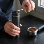 Manual Burr Coffee Grinder, 38 mm — in use Manual Burr Coffee Grinder, 38 mm, in use
