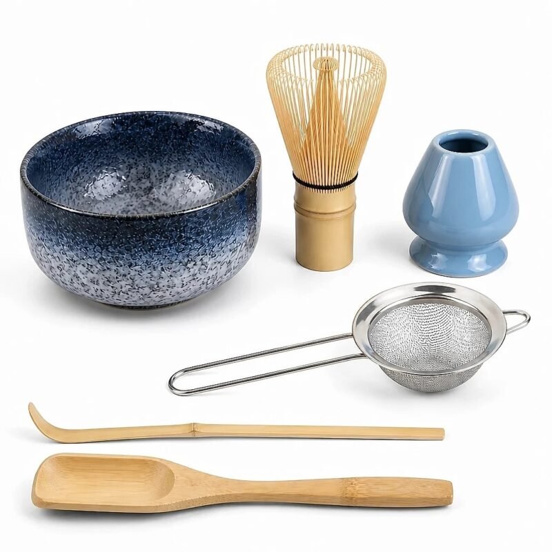 Matcha Set, Six Pieces, top three-quarter angle
