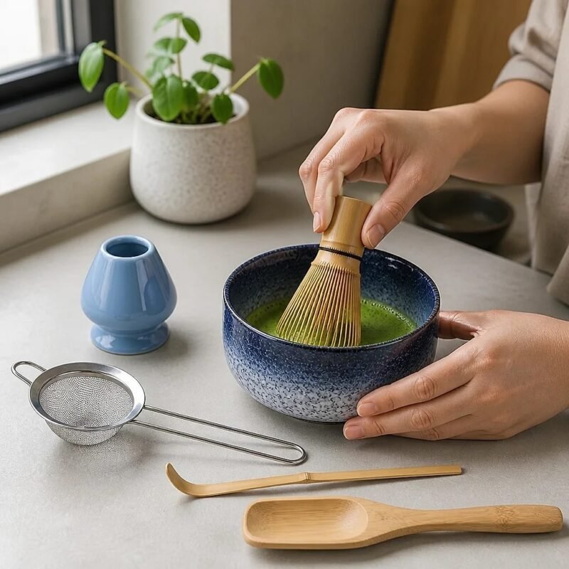 Matcha Set, Six Pieces, in use