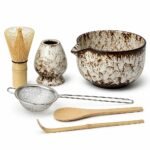 Matcha Whisk and Bowl Set, Six Pieces — top three-quarter angle Matcha Whisk and Bowl Set, Six Pieces, top three-quarter angle