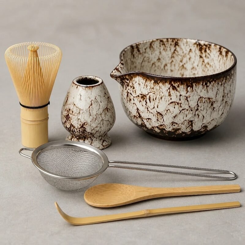 Matcha Whisk and Bowl Set, Six Pieces, detail