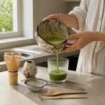 Matcha Whisk and Bowl Set, Six Pieces — in use Matcha Whisk and Bowl Set, Six Pieces, in use