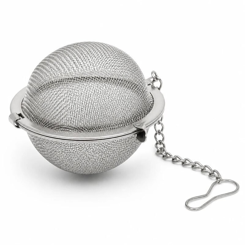 Mesh Tea Infuser Ball with Chain, side profile