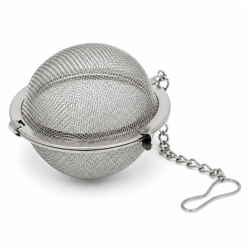 Mesh Tea Infuser Ball with Chain, top three-quarter angle