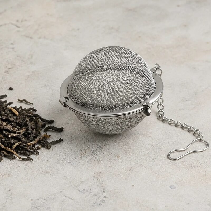 Mesh Tea Infuser Ball with Chain, at rest