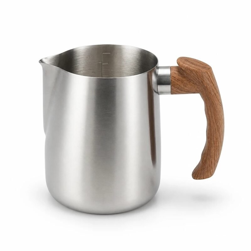 Milk Frothing Pitcher with Wood-Effect Handle — main packshot Milk Frothing Pitcher with Wood-Effect Handle, main packshot