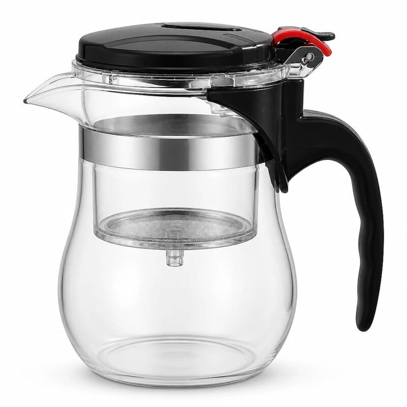 Press Button Glass Tea Brewer, 500 ml, side profile