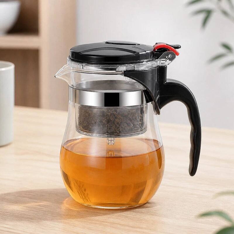 Press Button Glass Tea Brewer, 500 ml, at rest