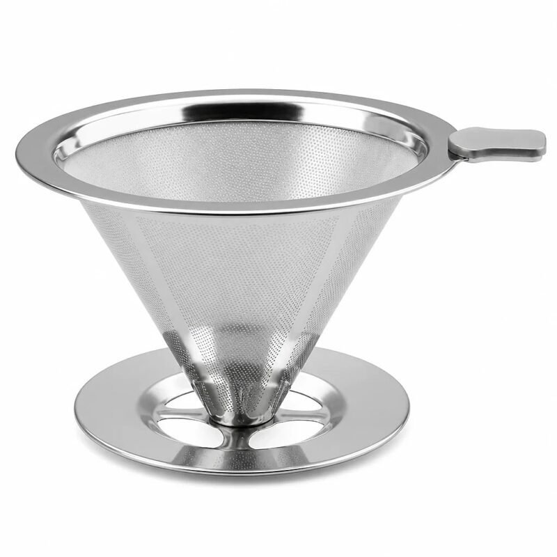 Reusable Stainless Steel Cone Coffee Filter, side angle