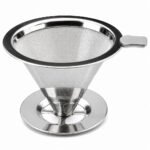 Reusable Stainless Steel Cone Coffee Filter — top three-quarter angle Reusable Stainless Steel Cone Coffee Filter, top three-quarter angle