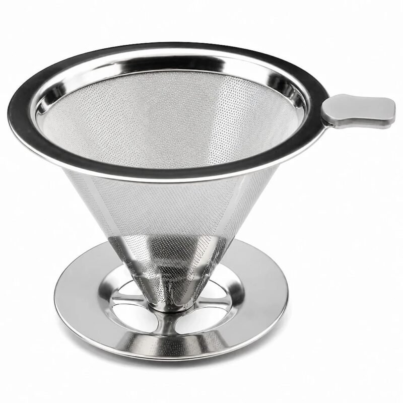 Reusable Stainless Steel Cone Coffee Filter, top three-quarter angle