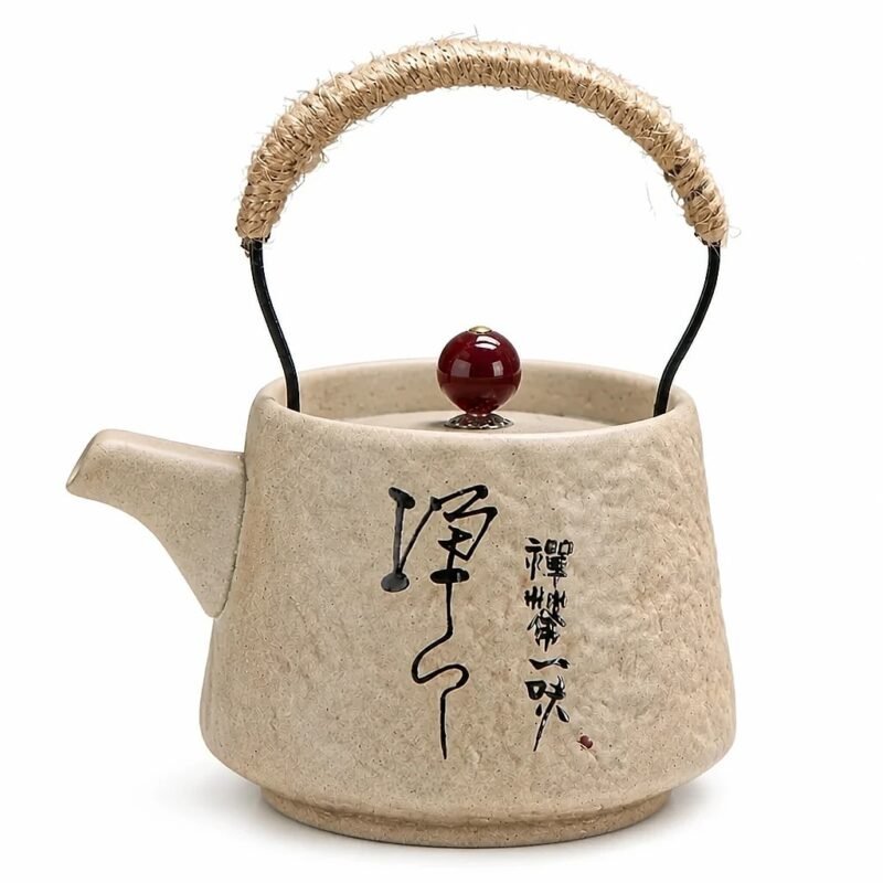 Rope Handle Ceramic Teapot, 400 ml, side profile