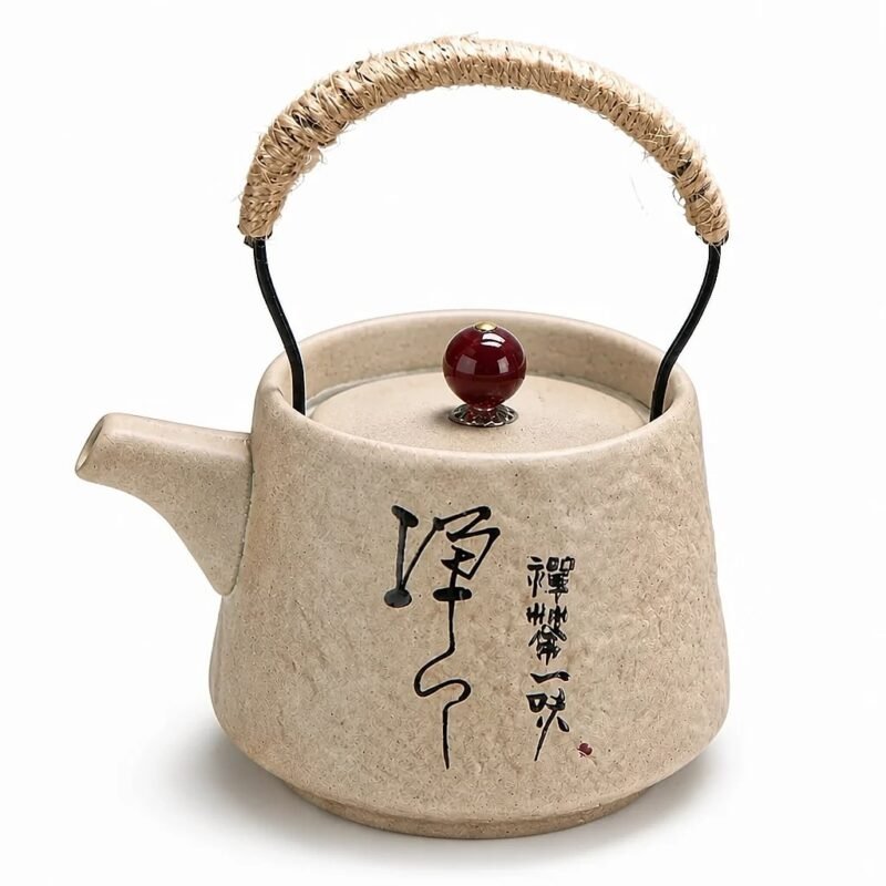 Rope Handle Ceramic Teapot, 400 ml, top three-quarter angle