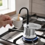 Single Serve Moka Pot, 50 ml — in use Single Serve Moka Pot, 50 ml, in use